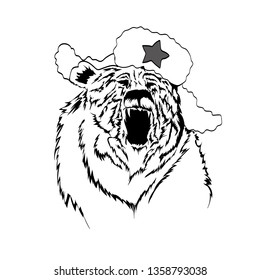 The bear sings. In the cap. Without inscription. Without background.