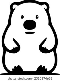 Bear sitting cartoon black outlines vector illustration