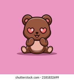 El logotipo de la mascota de caricatura creativa kawaii conmocionada por el tamaño del oso