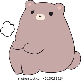 Um urso sentado e suspirando.
