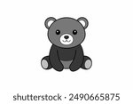 Bear Sitting Vector Art Illustration.