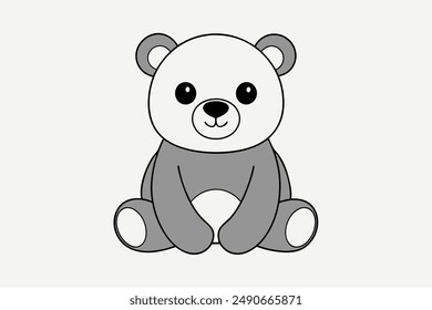 Bear Sitting Vector Art Illustration.