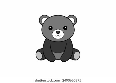 Bear Sitting Vector Art Illustration.