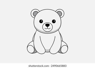 Bear Sitting Vector Art Illustration.