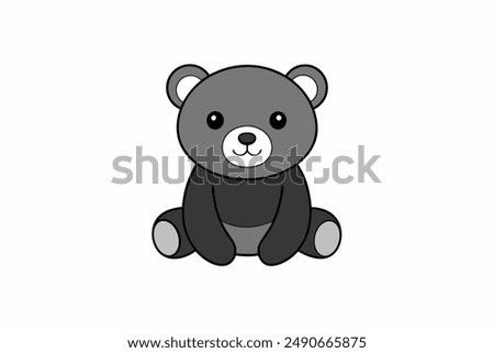 Bear Sitting Vector Art Illustration.
