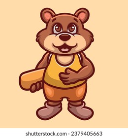 Bear Skate Creative Cartoon Illustration
