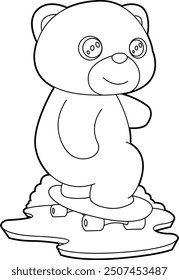 Bear Skater Skateboard Animal Vector Graphic Art Illustration