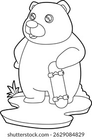 Bear Skater Skateboard Animal Vector Graphic Art Illustration