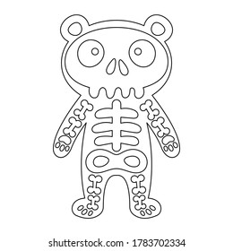 Bear in skeleton suit vector illustration cartoon isolated white background  Halloween trick treat skeleton suit 