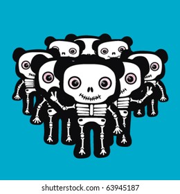 bear skeleton vector making peace sign with their hands