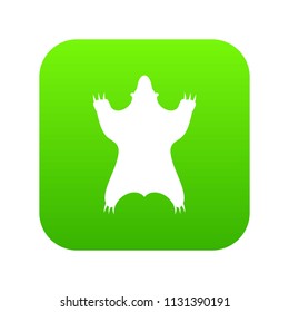 Bear skin icon green vector isolated on white background