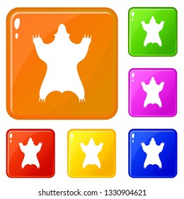 Bear skin icons set collection vector 6 color isolated on white background