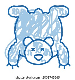 Bärenhaut-Skizze-Symbol, Vektorgrafik. Handgezeichnete blaue Linie Kunst Bärenhaut Schild. einzelne Symbolillustration
