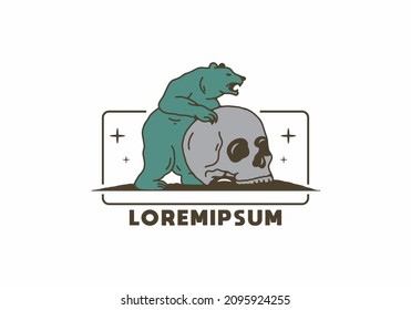 Bear and skull vintage illustration design
