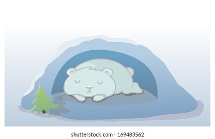 Bear sleeping in the den