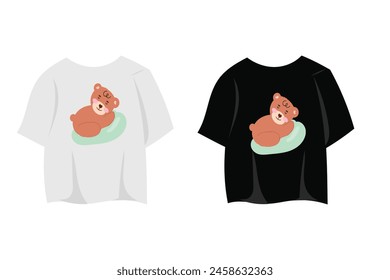 Bear sleeping in the moon artwork tshirt layout