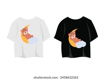 Bear sleeping in the moon artwork tshirt layout