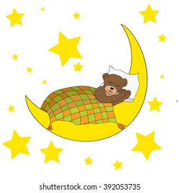 
Bear sleeping on the moon  vector isolated