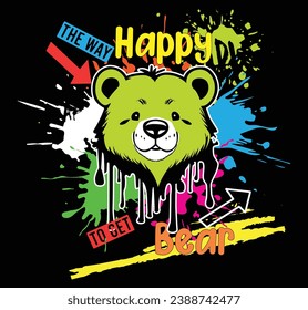 bear slogan illustrator  vector art