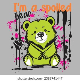 bear slogan vector illustrator art