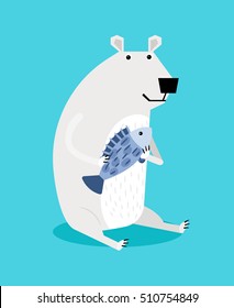Bear with small ears on blue background