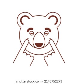 Bear Smile. Beast Counterfeit Joy. Bear Stretch Smile With Your Fingers.