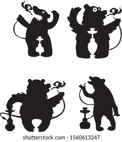 bear smokes a hookah smoke 