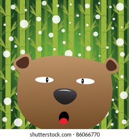 Bear and snow with bamboo background