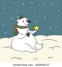 Bear snow star coffee night nord