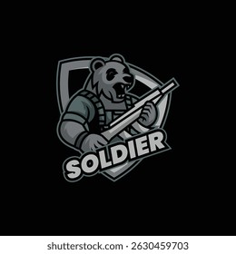 Bear Soldier Mascot Logo Design
