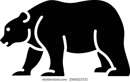 Bear solid glyph vector illustration