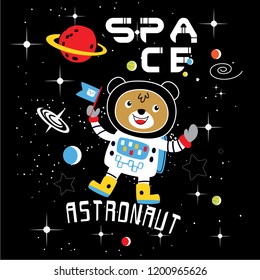 Bear Space Astronaut Animal Cartoon Vector Illustration