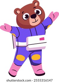 Bear In Space Costume Vector Illustration