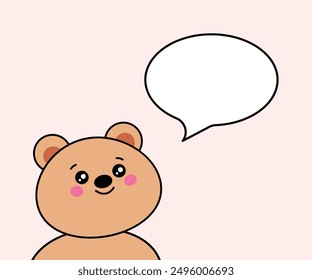 Bear with a speech bubble, simple background illustration, vector design