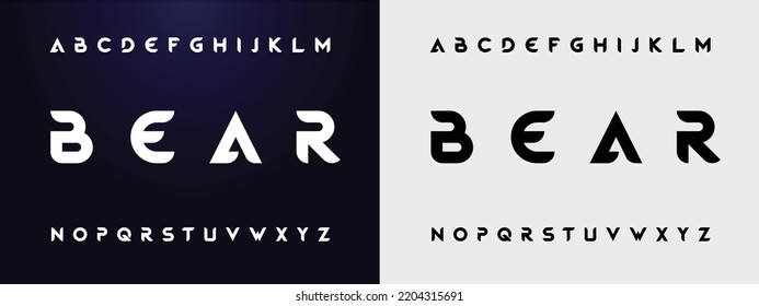 BEAR Sports minimal tech font letter set. Luxury vector typeface for company. Modern gaming fonts logo design.