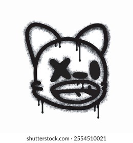 Bear spray icon isolated on white background. Oversprayed bear graffiti icon in black on white. Vector illustration.