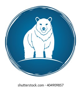 Bear Standing designed on grunge circle background graphic vector.