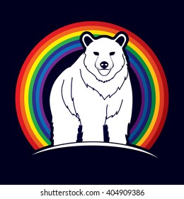 Bear Standing designed on line rainbows background graphic vector.