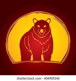 Bear Standing designed on moonlight background graphic vector.