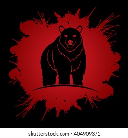Bear Standing designed on splash blood background graphic vector.