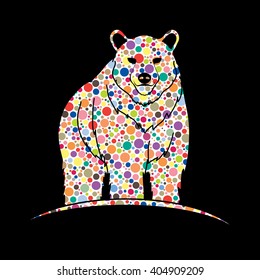 Bear Standing designed using colorful halftone pattern graphic vector.