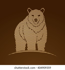 Bear Standing designed using gold geometric pattern graphic vector.