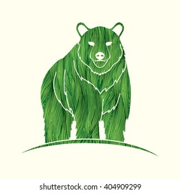 Bear Standing designed using green grunge brush graphic vector.