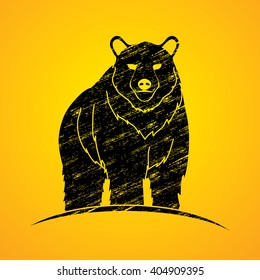 Bear Standing designed using grunge brush graphic vector.