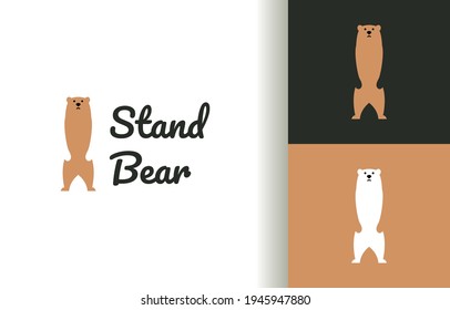 Bear standing silhouette with negative space logo company, logo vector template design. Ready to use, easy for edit.