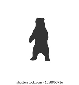 Bear standing silhouette vector on a white background
