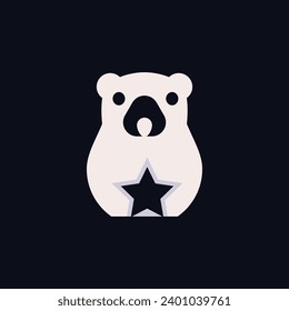 Bear Star logo retro hipster vintage vector icon illustration