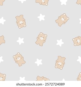 bear and star seamless pattern design for background, wallpaper, carpet, textile design, fabric, blanket, blanket for kids, card, wrapping paper, notebook, diary cover, decorative, and etc.