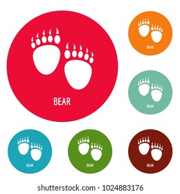 Bear step icons circle set vector isolated on white background