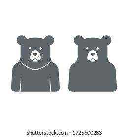Bear sticker vector illustration, flat character, silhouette
